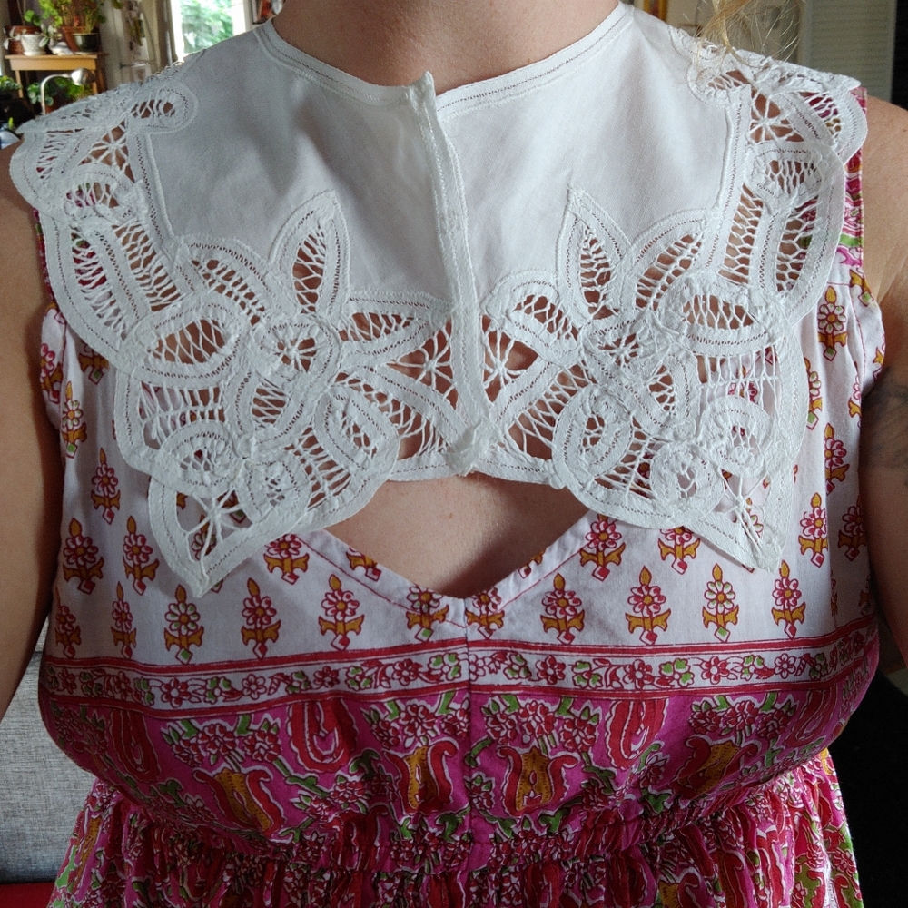 Handmade Lace and Cotton Vintage Collar